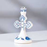 Подсвечник крестик "Гжель", керамика Подсвечник крестик "Гжель", керамика