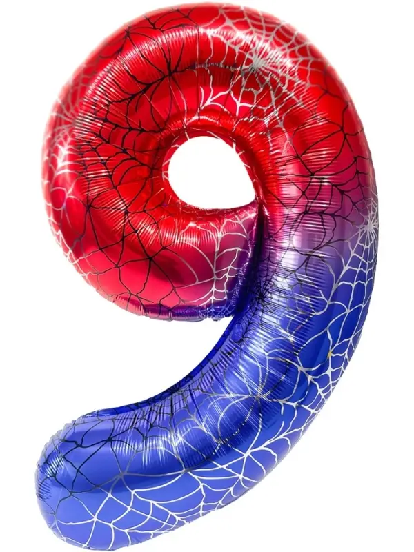 Воздушный шар фольгированный 40" цифра "9" героическая тема, цвет красный и синий, в ин.уп.