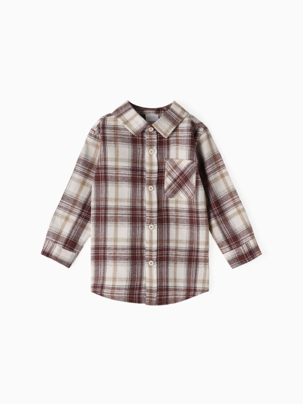 Рубашка фланелевая Крошка Я, р.80-86 см, коричневый