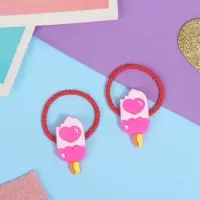 Резинка для волос "Крошка" (набор 2 шт) мороженое, розовый