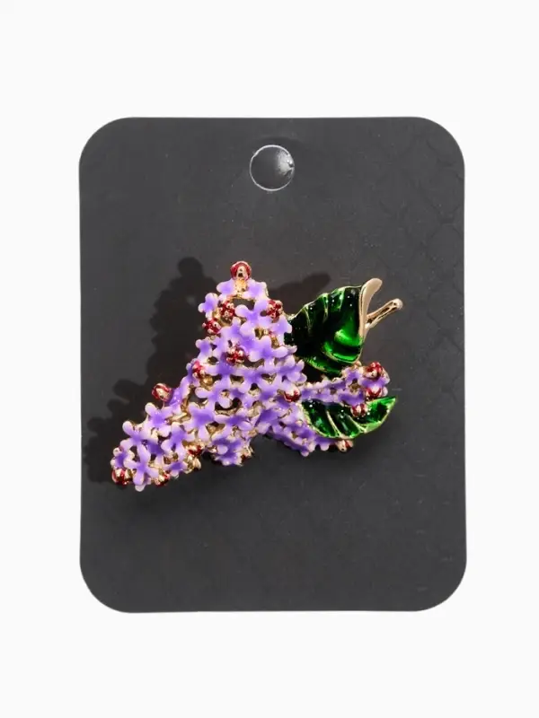 Брошь "Цветок Сирени", цвет фиолетово-зелёная в золоте
