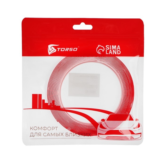 Клейкая лента TORSO, прозрачная, двусторонняя, акриловая, 6 мм &times; 5 м