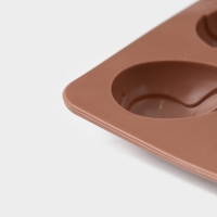 Форма для шоколада Доляна &laquo;Пасха&raquo;, силикон, 23&times;10&times;1,5 см, 10 ячеек (4,2&times;3 см), коричневая