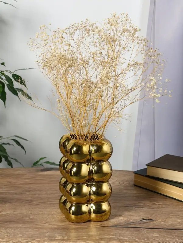 Ваза керамика настольная "Дайзи" шарики, h=20х11, d=7 см, золото