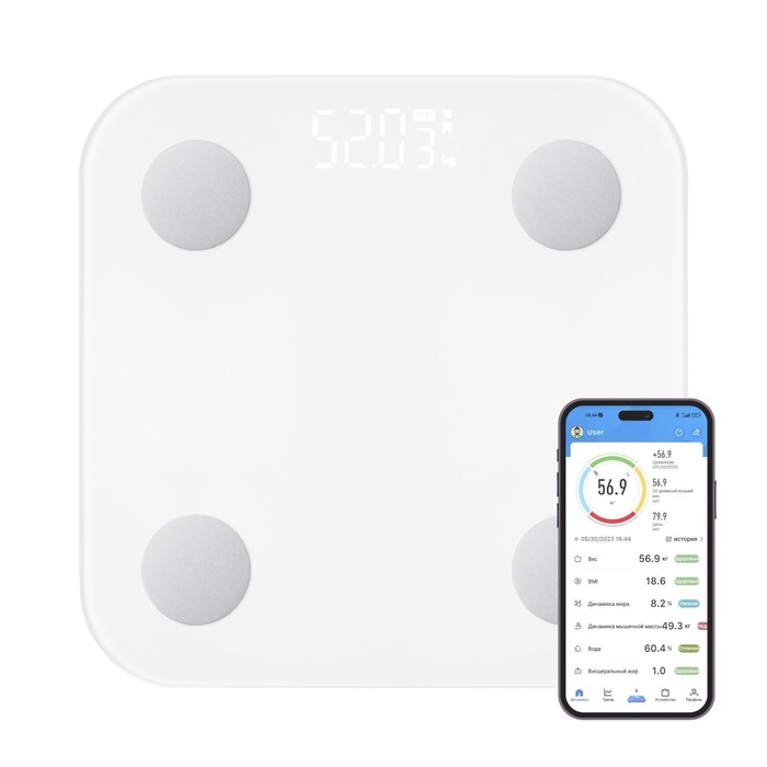 Весы напольные Windigo LVE-030, диагностические, до180 кг, от 3хAAA, стекло, белые Весы напольные Windigo LVE-030, диагностические, до180 кг, от 3хAAA, стекло, белые