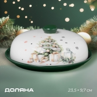Блинница новогодняя Доляна &laquo;Приближение чуда&raquo;, d=23 см, керамика, цвет белый