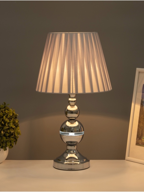 Лампа настольная &laquo;Бабл&raquo; 1х40Вт Е27 + ночник 3Вт хром 24.5,24,5.44см