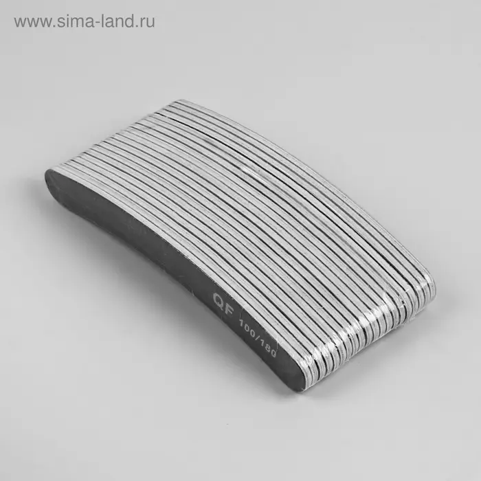 Пилка для ногтей, бумеранг, 100/180 грит, 18 см, фасовка 20 шт., чёрная