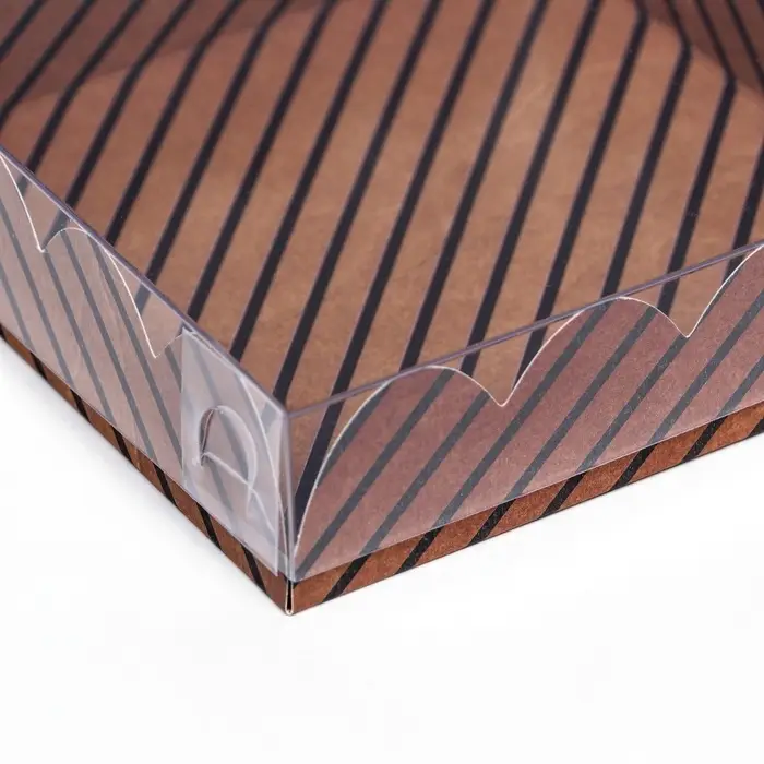 Коробка для печенья, &laquo;Полосы крафт&raquo; 12&times;12&times;3 см