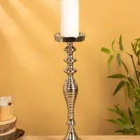 Подсвечник "Кубок" 13х13х43 см, алюминий, цв. серебро