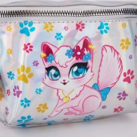 Сумка детская поясная «Котёнок» на молнии, серебристая Сумка детская поясная «Котёнок» на молнии, серебристая