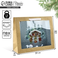 Пакет подарочный новогодний крафтовый с пластиковым окном &laquo;Загадай желание&raquo;, 31 х 26 х 11 см