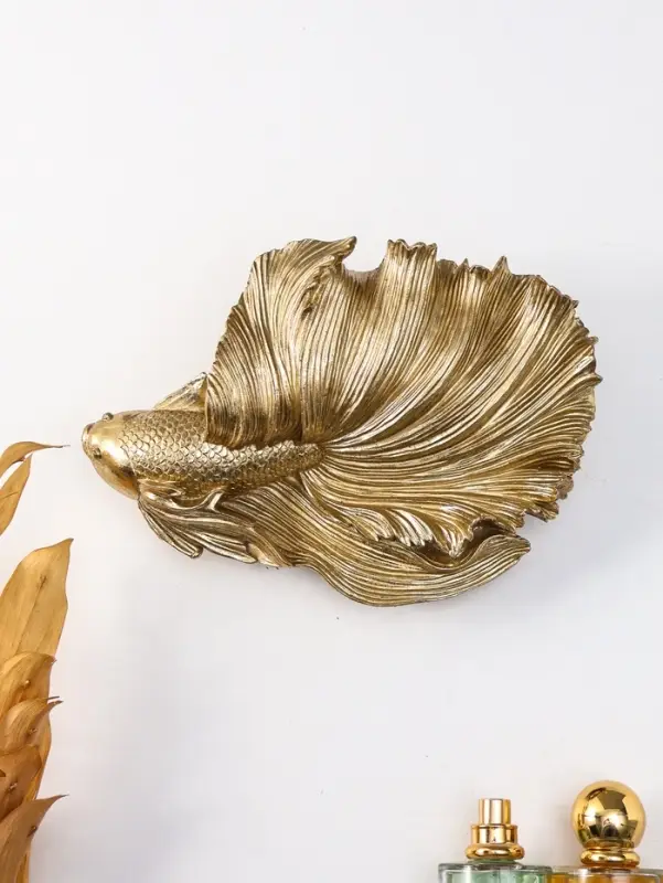 Панно интерьерное полистоун "Средняя золотая рыбка. Вуалехвост" 21,7х14,2х8 см