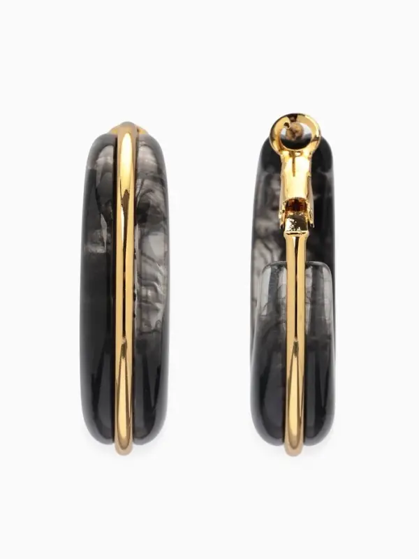 Серьги-кольца акрил "Тренд", цвет чёрный в золоте