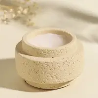 Свеча в вулканическом подсвечнике "Цилиндры" белая 8,1х8,1х5,4 см