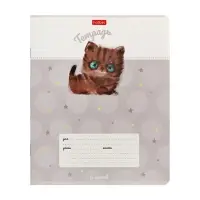 Тетрадь 12л кл "Кошарики",  на скобе, обл мел карт, скругл углы