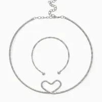 Набор 2 предмета: чокер, браслет &laquo;Обруч&raquo; сердце, цвет серебро