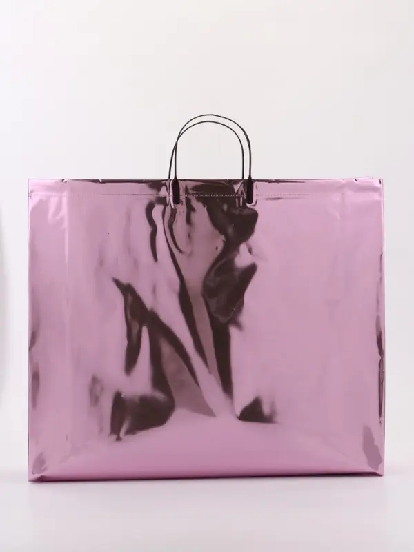 Пакет подарочный ПВХ, голография, розовый, пластиковая ручка, 50&times;42&times;12 см