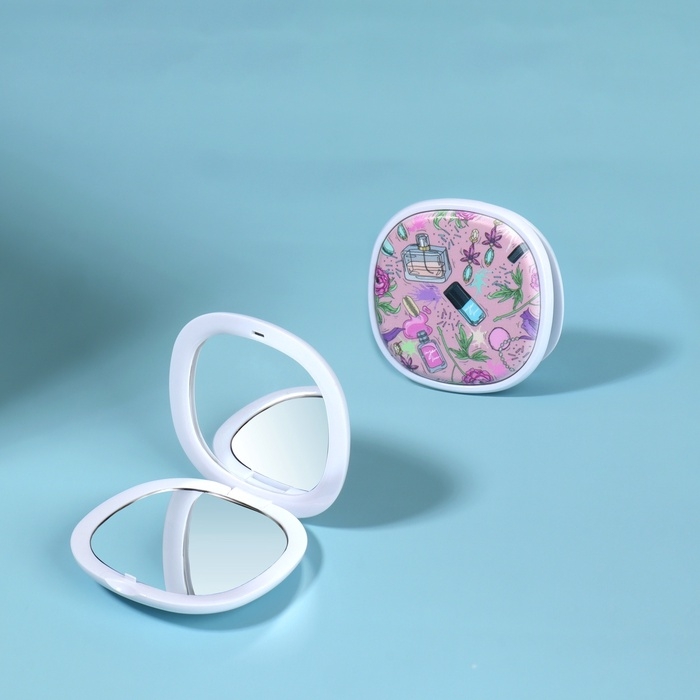 Зеркало складное &laquo;Флаконы&raquo;, 7,5 &times; 7,5 см, цвет розовый