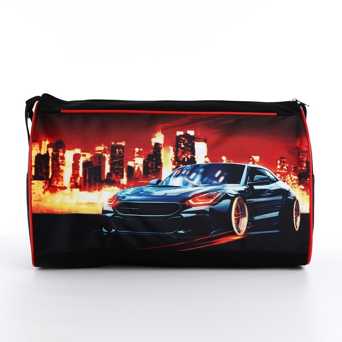 Сумка детская спортивная для мальчика &laquo;Крутая тачка&raquo;, 40х24х21, отд на молнии, чёрный