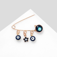 Булавка-оберег &laquo;Вера в себя&raquo;, 3 подвески 3,5 см, цвет бело-синий в золоте