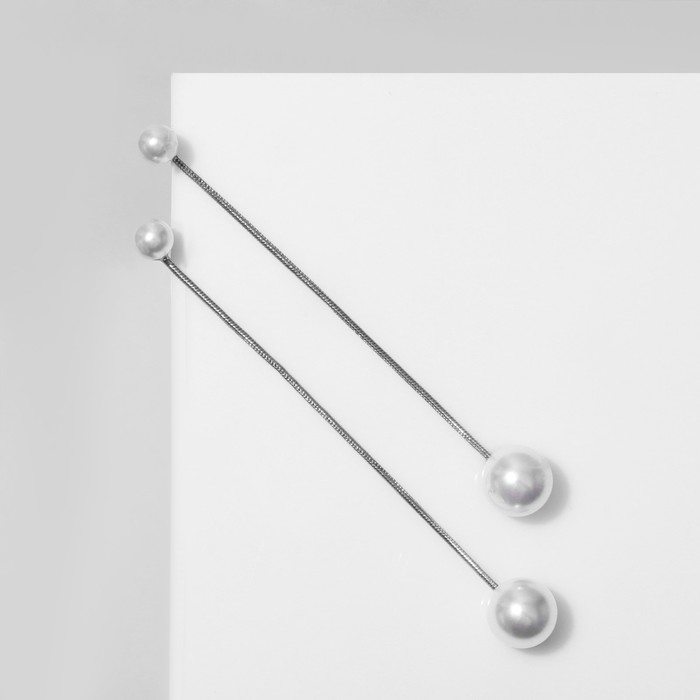 Серьги с жемчугом &laquo;Грейс&raquo; висячие, цвет белый в серебре