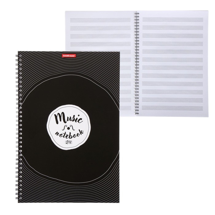 Тетрадь для нот А4 на спирали, 24 листа, ErichKrause Just Music, вертикальная ориентация, обложка мелованный картон, блок офсет 100% белизна, с принтом