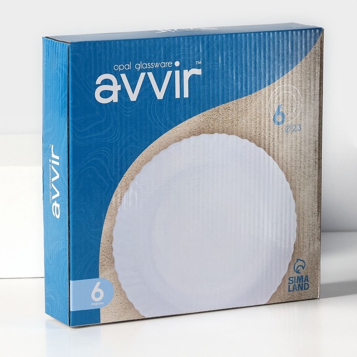 Набор обеденных тарелок &laquo;Дива&raquo;, d=23 см, 6 шт, стеклокерамика, цвет белый