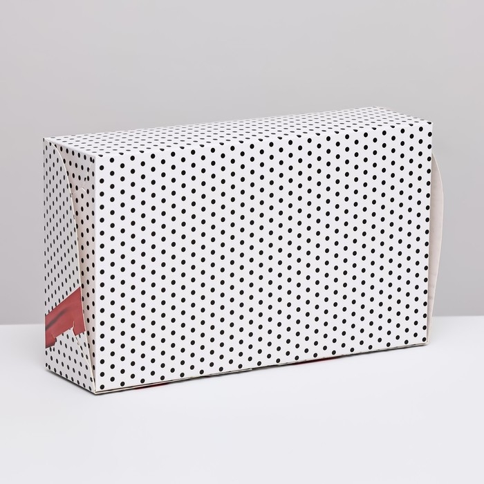 Коробка складная с окном под зефир Коробка складная с окном под зефир "Горошек с бантиком", 25 х 15 х 7 см