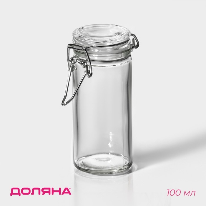 Банка стеклянная для хранения сыпучих продуктов Доляна &laquo;Галерея&raquo;, 100 мл, 6,5&times;10,6 см, с бугельным замком