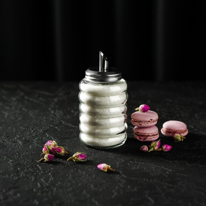 Сахарница стеклянная с дозатором Доляна &laquo;Волны&raquo;, 280 мл, 7&times;13,5 см