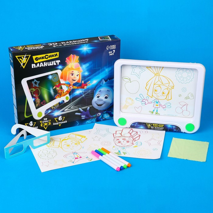 3D-планшет для рисования &laquo;Фиксики: Фикси планшет&raquo;, неоновые маркеры, световые эффекты, с карточками