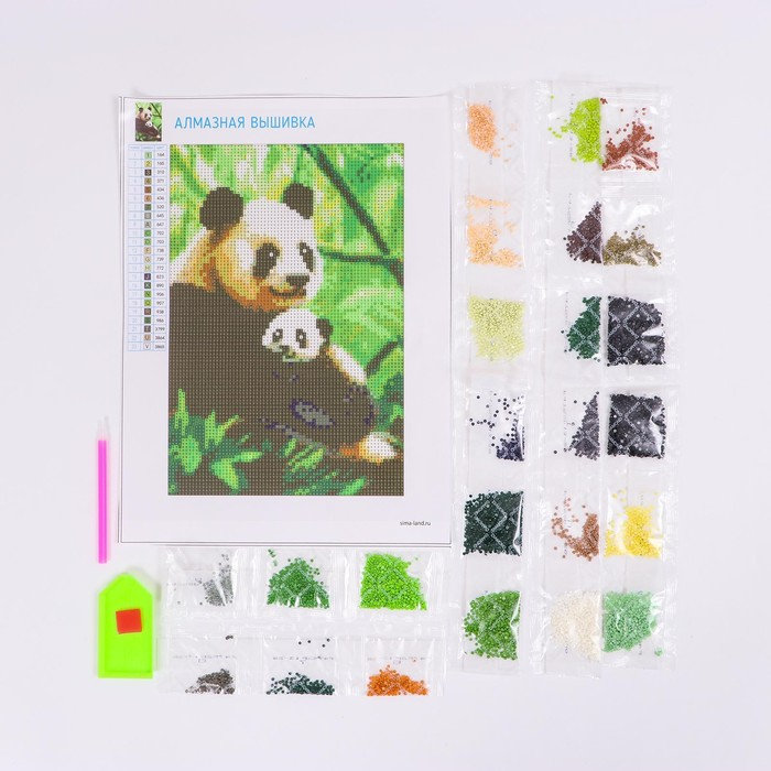 Алмазная мозаика с полным заполнением на холсте &laquo;Панда&raquo;, 20 х 30 см