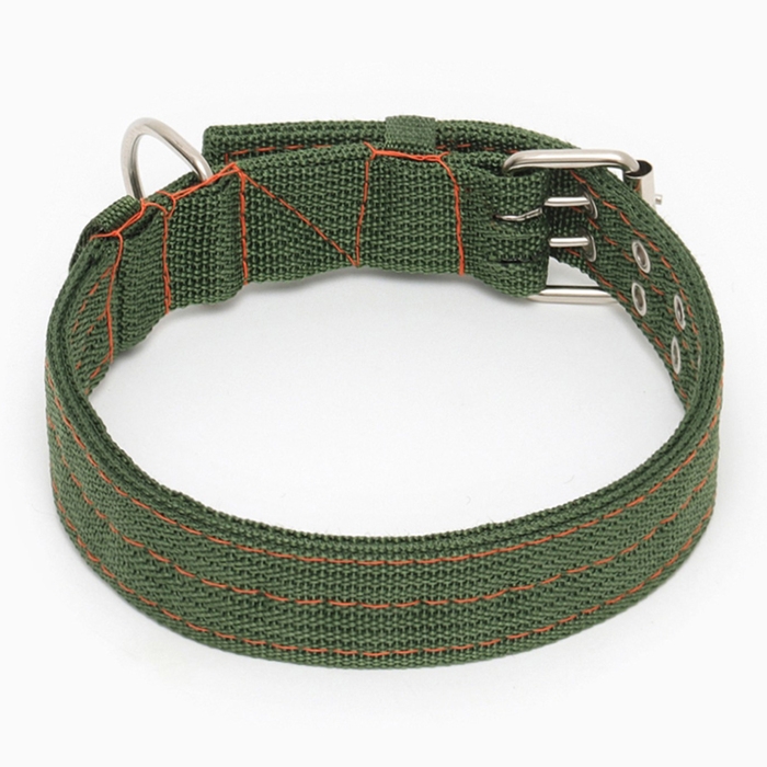 Ошейник четырехслойный, 64 х 4 см, ОШ 50-58 см, полиэстер, зелёный