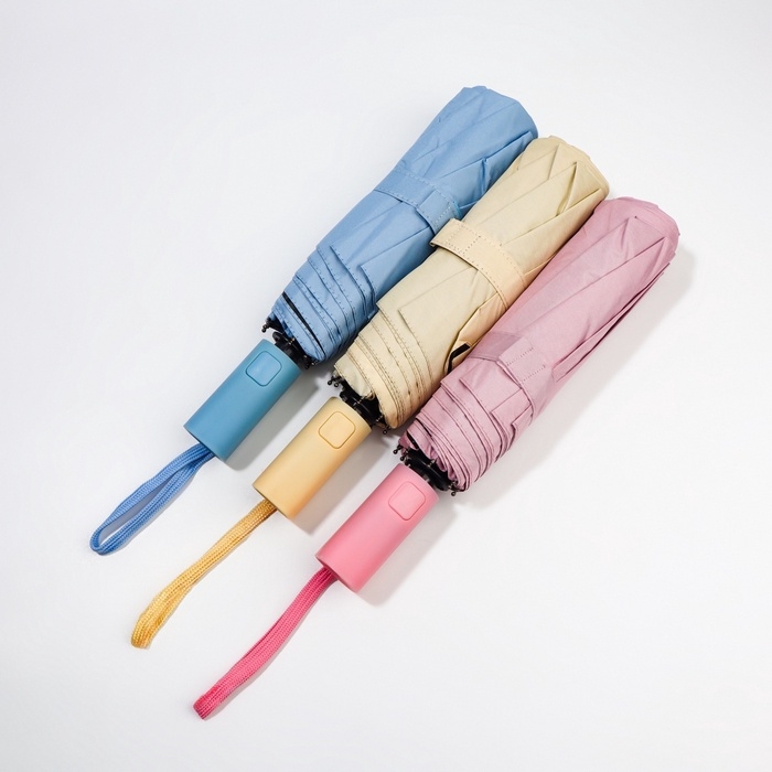 Зонт автоматический &laquo;Однотонный&raquo;, 3 сложения, 8 спиц, R = 46/56 см, D = 112 см, цвет МИКС