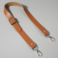 Ручка для сумки из натуральной кожи, регулируемая, с карабинами, 60 &plusmn; 2 см &times; 2,5 см, цвет бежевый/серебряный