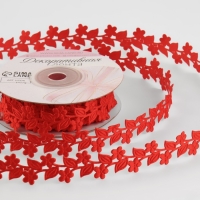 Лента фигурная &laquo;Ветви с цветами&raquo;, 20 мм, 9 &plusmn; 0,5 м, цвет красный