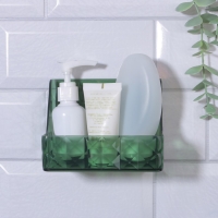 Органайзер для хранения «GREEN», навесной, 1 секция, с клеевой основой, 11,8 × 7,8 × 9 см, цвет полупрозрачный/зелёный Органайзер для хранения «GREEN», навесной, 1 секция, с клеевой основой, 11,8 × 7,8 × 9 см, цвет полупрозрачный/зелёный