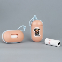 Контейнер с пакетами для уборки за собакой &laquo;Жизнь прекрасна&raquo;, цвет персиковый