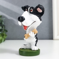 Сувенир полистоун подставка под очки "Пёсик с косточкой" 13,5х8х7,5 см