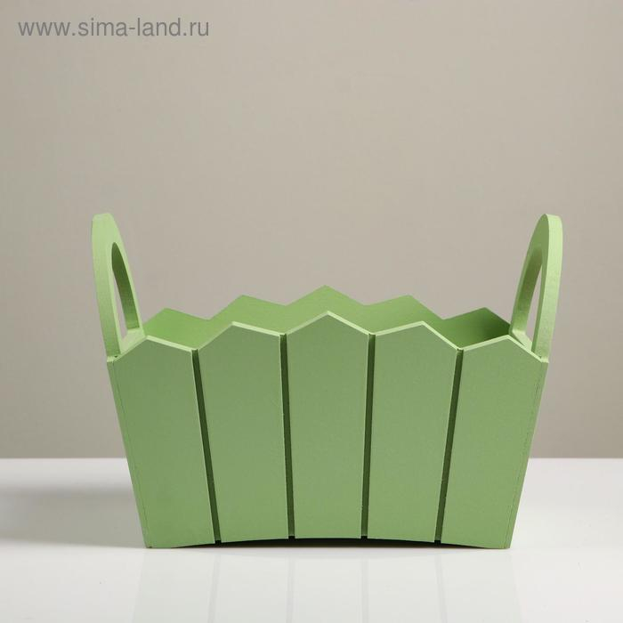 Кашпо деревянное 25,5×16,5×17,5 см Кашпо деревянное 25,5×16,5×17,5 см "Мария", ручки боковые, МДФ, оливка