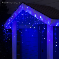 Гирлянда &laquo;Бахрома&raquo; 3 &times; 0.6 м, IP44, УМС, прозрачная нить, 160 LED, свечение синее, мерцание белым, 220 В