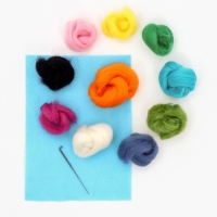 Валяние из шерсти на новый год. Живопись шерстью &laquo;Котёнок под ёлкой&raquo;, А5, новогодний набор для творчества