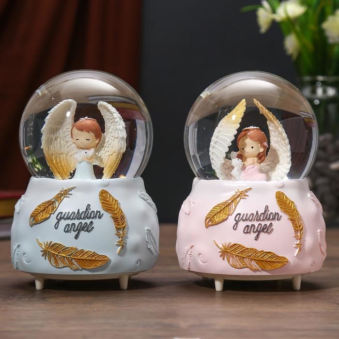 Сувенир полистоун водяной шар музыка "Милый ангел" крутится МИКС 15,5х10,5х10,5 см