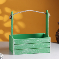 Набор кашпо деревянных 2 в 1 (25.5&times;15&times;30; 20&times;12&times;23) "Прованс", зелёный