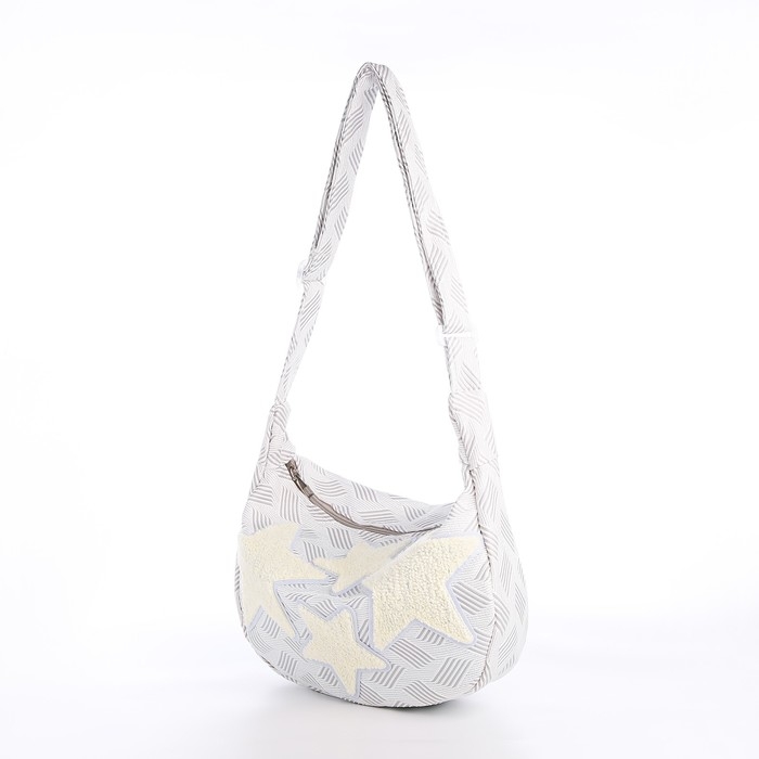 Сумка молодёжная на молнии, цвет серый/белый Сумка молодёжная на молнии, цвет серый/белый