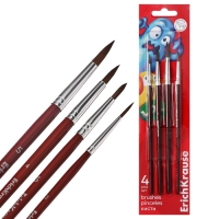 Набор кистей пони 4 штуки, ErichKrause "JollyFriends" для акварели и гуаши, в блистере Набор кистей пони 4 штуки, ErichKrause "JollyFriends" для акварели и гуаши, в блистере