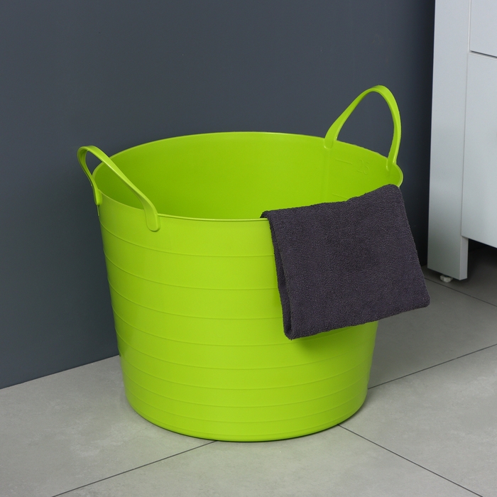 Корзина для белья мягкая, 27 л, 37,5&times;37,5&times;30 см, цвет ярко-зелёный
