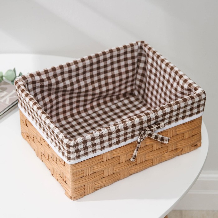 Корзина для хранения Доляна &laquo;Клеточка&raquo;, 26&times;20&times;12 см, цвет коричневый