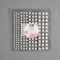 Жемчуг самоклеящийся, d = 3/4/5/6 мм, 165 шт на листе на листе, цвет белый